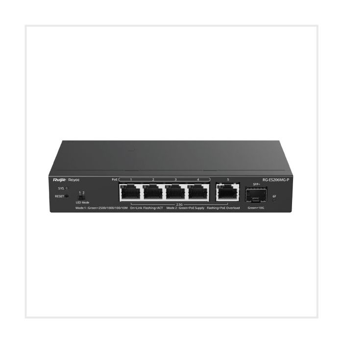 Reyee 5-Port 2.5G Cloud Managed PoE Switch, RG-ES206MG-P