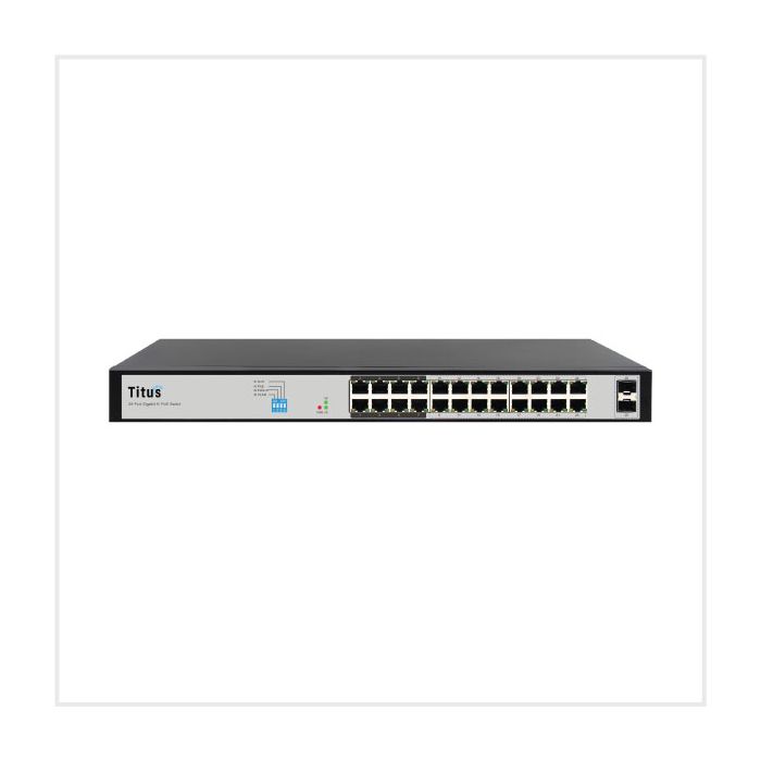 Titus Port Fast POE plus Switch with 24 POE  2 SFP ports dip switch for VLAN, TD-POESWITCH-POE24-GIG