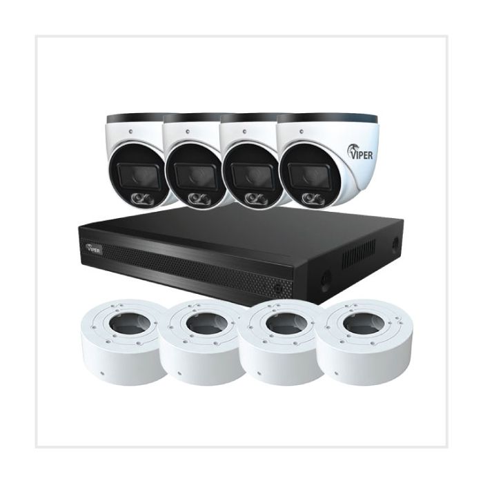 4K 8CH Kit with 4 TURVIPS4-6IL-FW and 4 VIP-RING-03-WH, VIPKITIP-8CH-4TUR6MPIL-BBW 4K 8CH Kit with 4 TURVIPS4-6IL-FW and 4 VIP-RING-03-WH, VIPKITIP-8CH-4TUR6MPIL-BBW