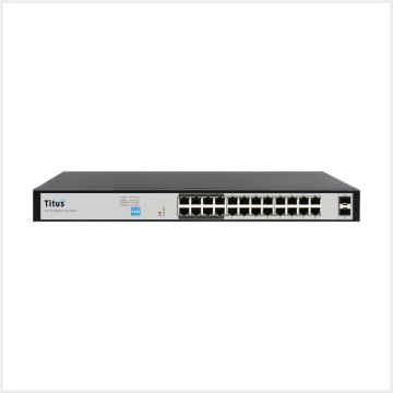 Titus Port Fast POE plus Switch with 24 POE  2 SFP ports dip switch for VLAN, TD-POESWITCH-POE24-GIG