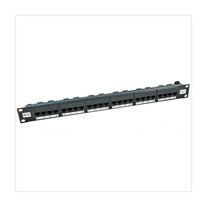 Connectix Cat6 Elite 24 Way UTP Patch Panel Black main product photo