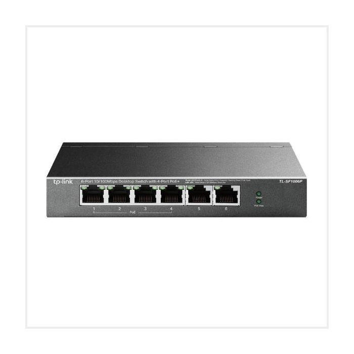 TP-Link 6-Port 10/100Mbps Desktop PoE Switch with 4-Port PoE+ main product photo